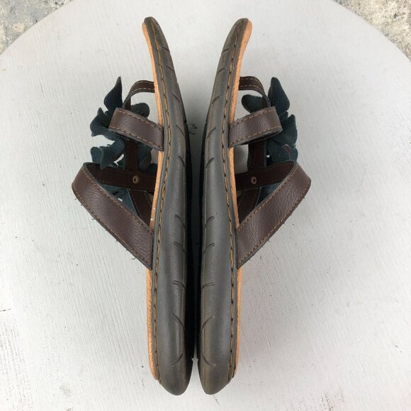 BOC Women's Size 7M Brown Open Toe Flower Applique Slip On Slides Sandals - Picture 7 of 13